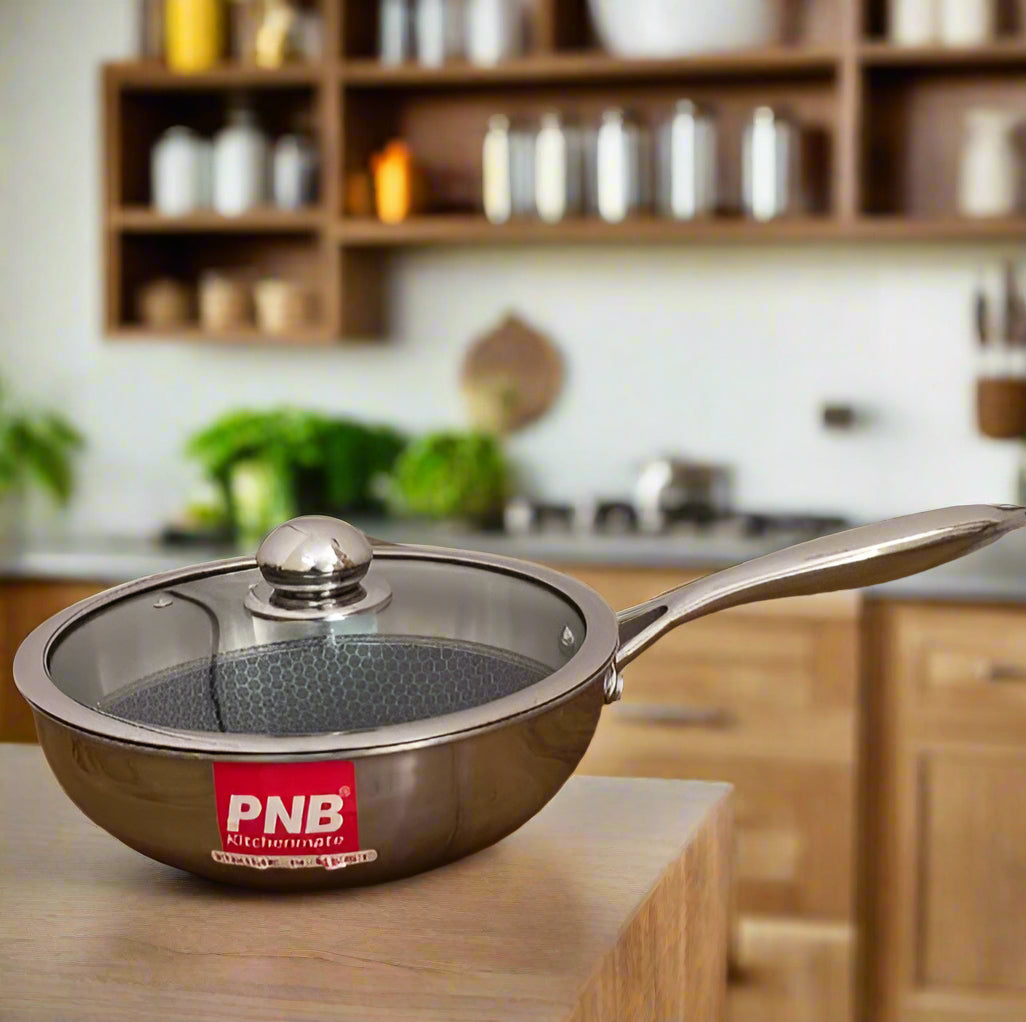 AM3936 PNB TRIPLY WOK WITH GLASS LID 24CM
