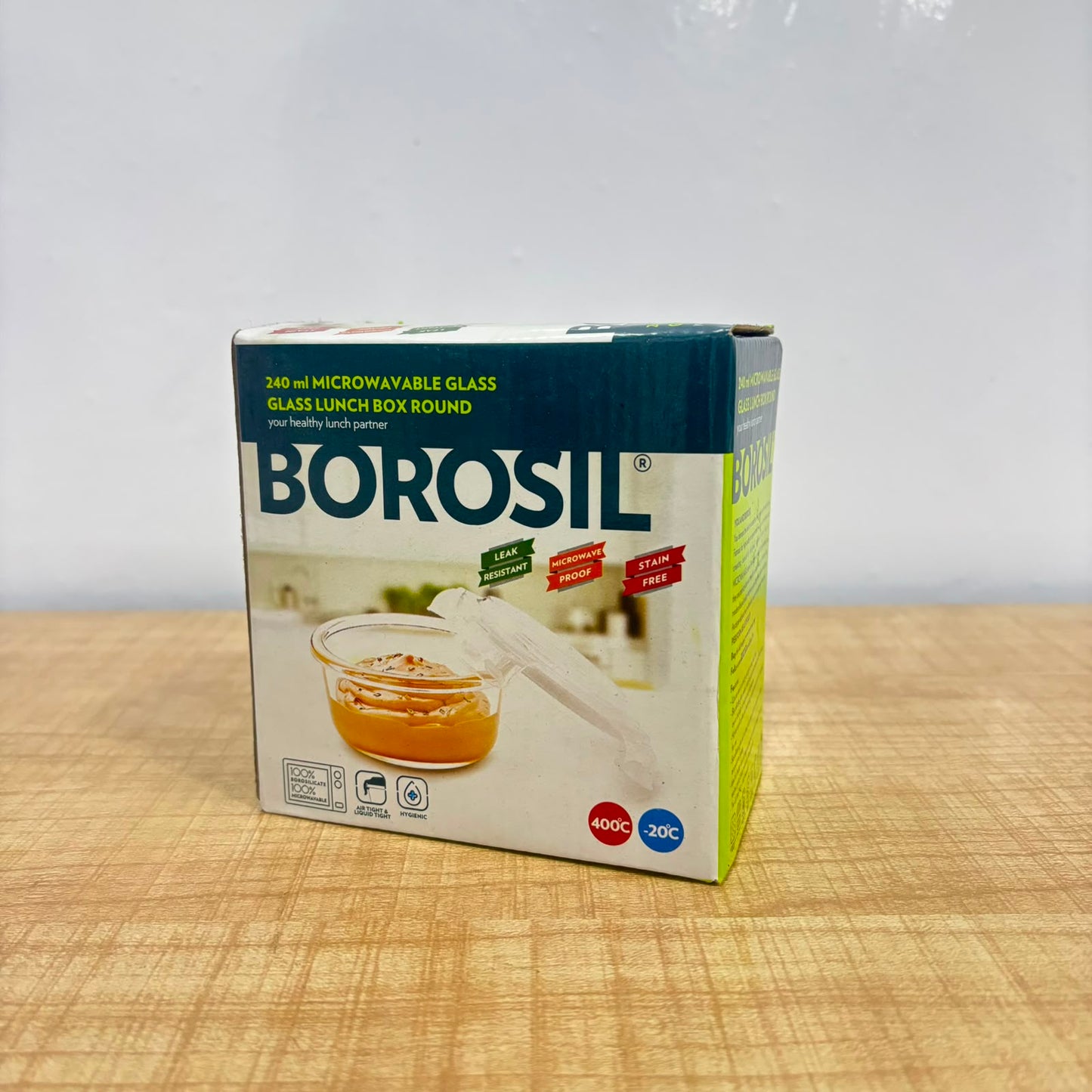 AM3701 Borosil Round 240ml Glass Food Storage Container 1 Pcs