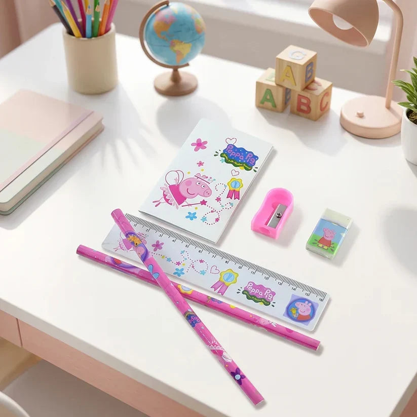 A06764 6-in-1 Student Stationery Combo Kit with Pencils, Ruler and Pouch for Kids (1 Set)