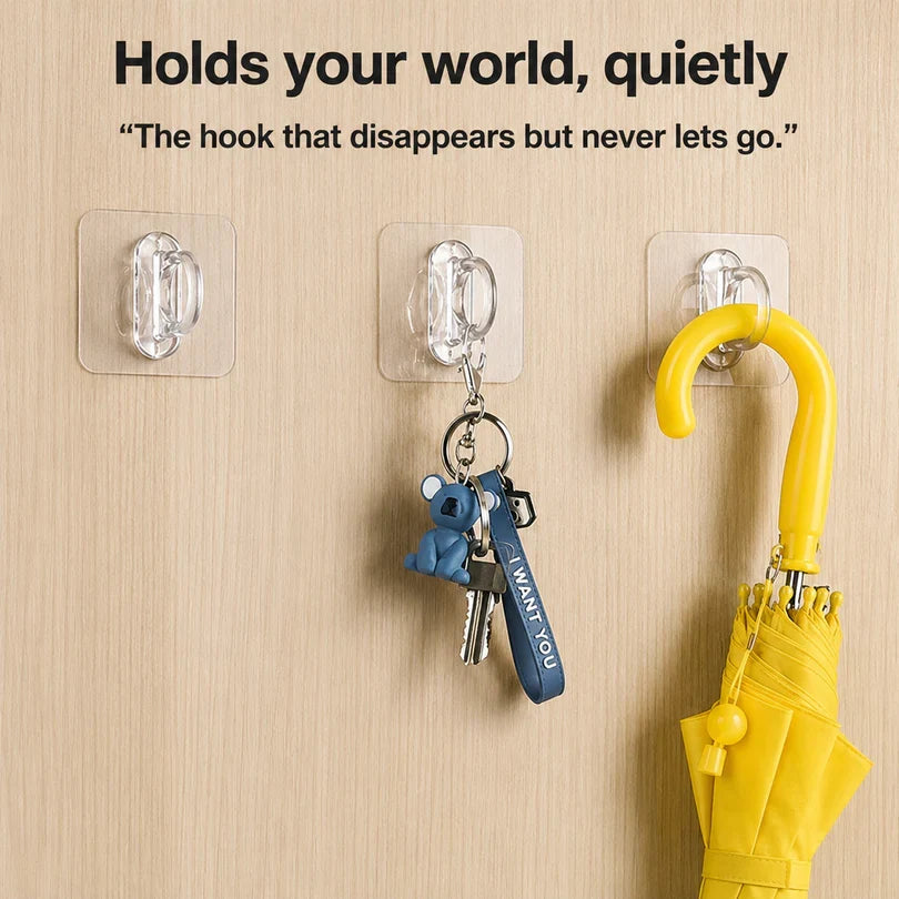 23478 Transparent Adhesive Multipurpose Wall Hook – 1 Pc
