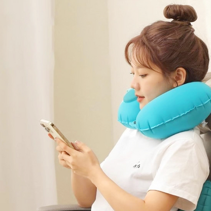 AM5487 Travel Pillow Backpack Neck Manual Press Automatic Inflatable Pillow Care Head Cervical Waist Office Rest Travel Camping