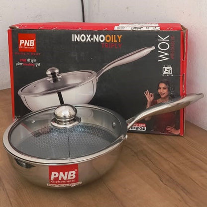 AM3936 PNB TRIPLY WOK WITH GLASS LID 24CM