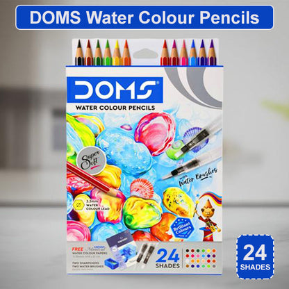 AM5040 Doms Super Soft Hexagonal Pre-Sharpened Water Soluble Colour Pencils 24 Sahdes 8677