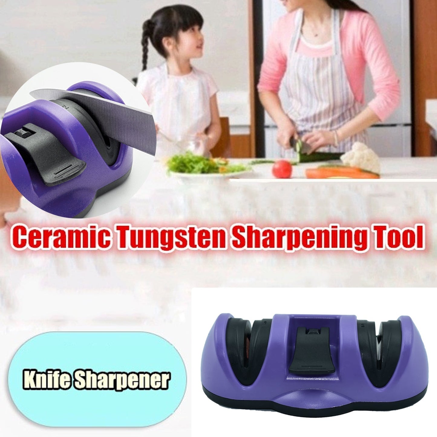2430 Manual Knife Sharpener 2 Stage Sharpening Tool for Ceramic Knife and Steel Knives - DeoDap