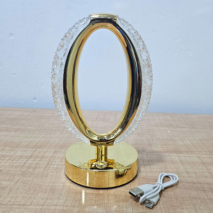AM5943 Crystal Oval Shape LED Table Lamp with USB Cable - Sensor 3 Color Modes