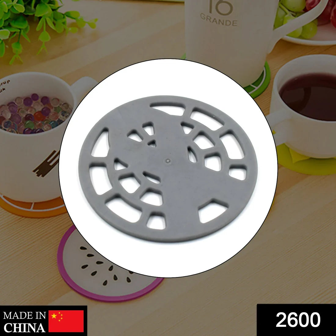 2600 1Pc Silicone Fancy Coaster for holding bowls and utensils including all kitchen purposes. Silicone Fancy Coaster for holding bowls and utensils including all kitchen purposes.