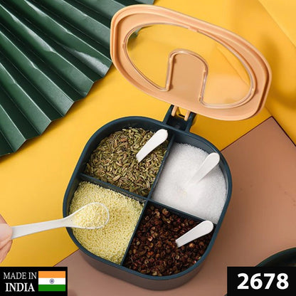 2678 4 Section Fancy Masala Box and fancy masala container used for storing various types of masalas including in kitchen purposes.