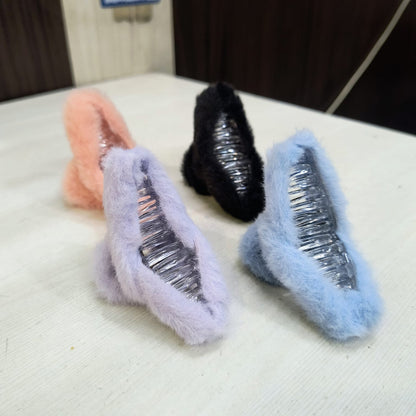 AM1086 Fur Hair Clip Butterfly