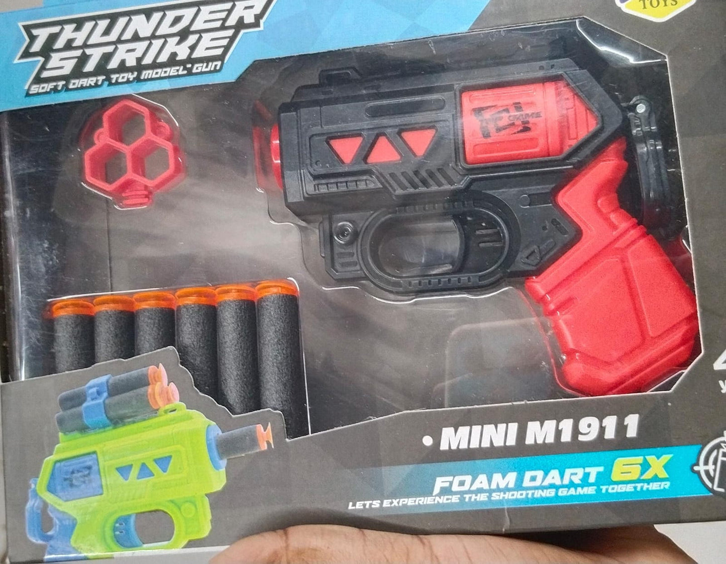 A06489 Thunder Strike Mini M1911 Foam Dart Toy Gun with 6 Darts