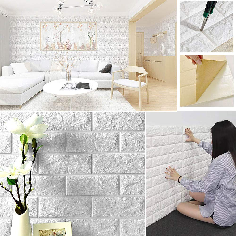 AM7805 3D White Brick Wallpaper 70x78cm