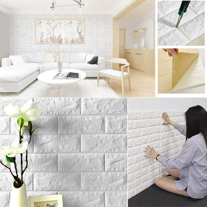 AM7805 3D White Brick Wallpaper 70x78cm