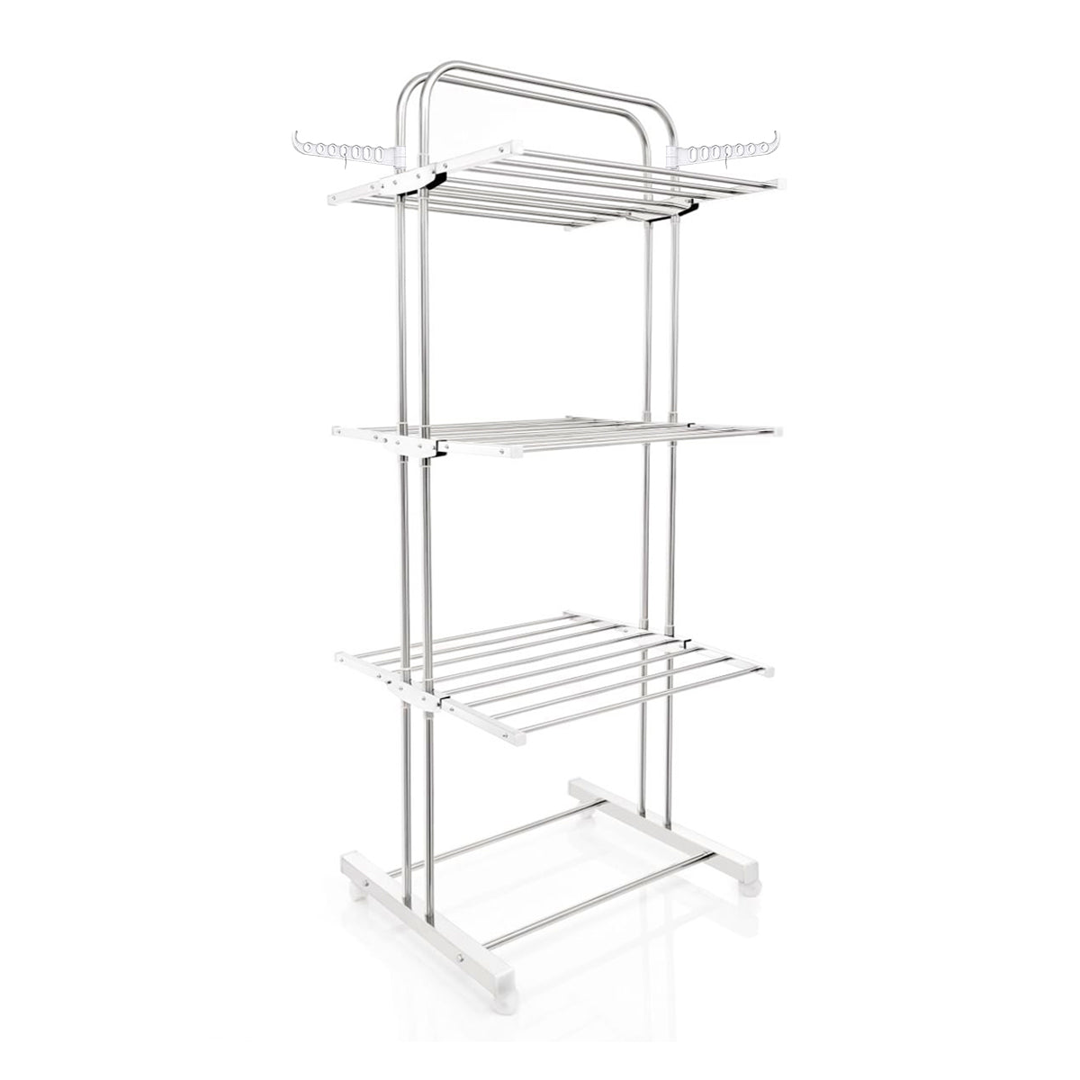 AM5610 BUYER Stainless Steel 3 Layer with 2 Hanger Foldable Cloth Stand / Drying Rack