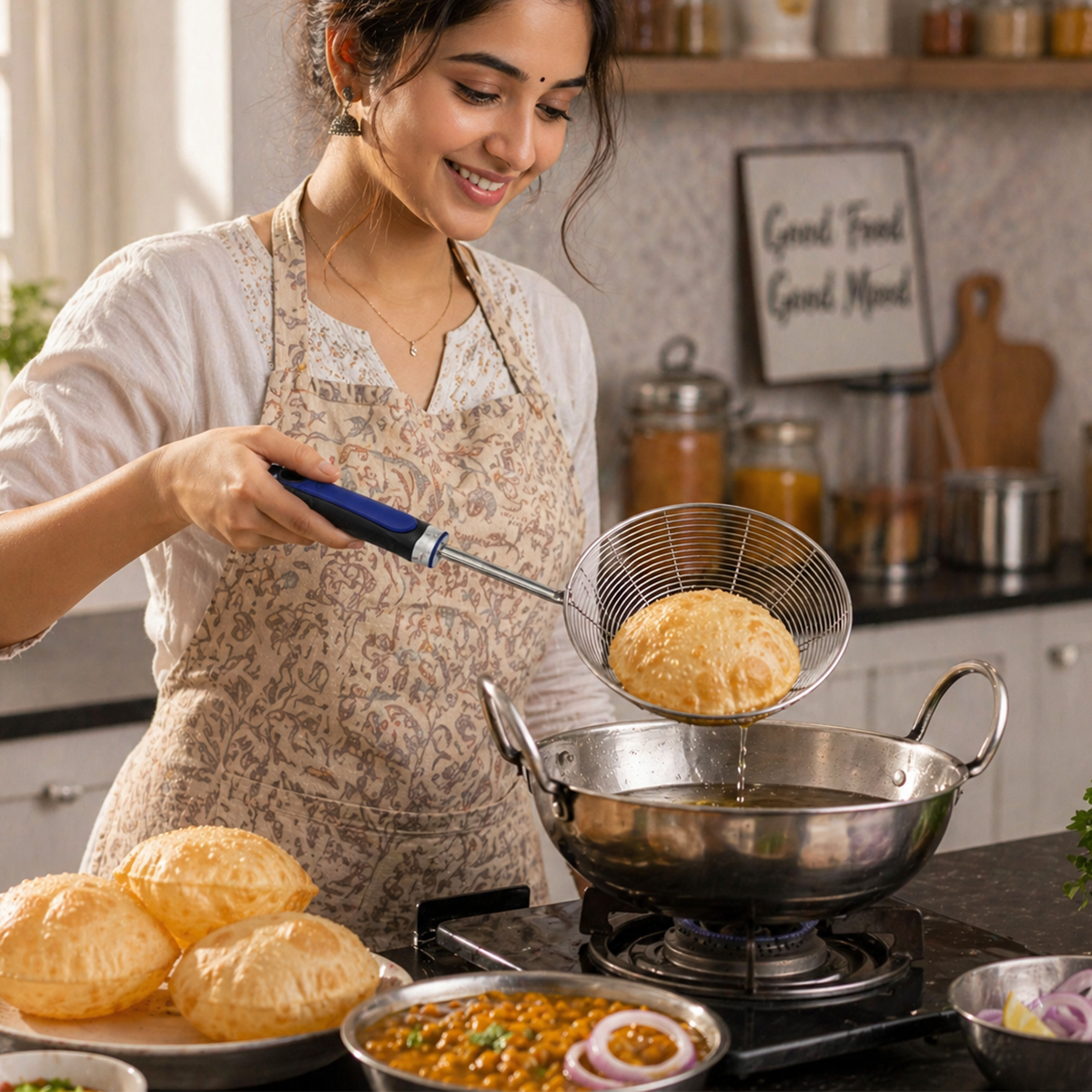 AM7416 Accura Stainless Steel Spider Strainer with Ergonomic Plastic Handle