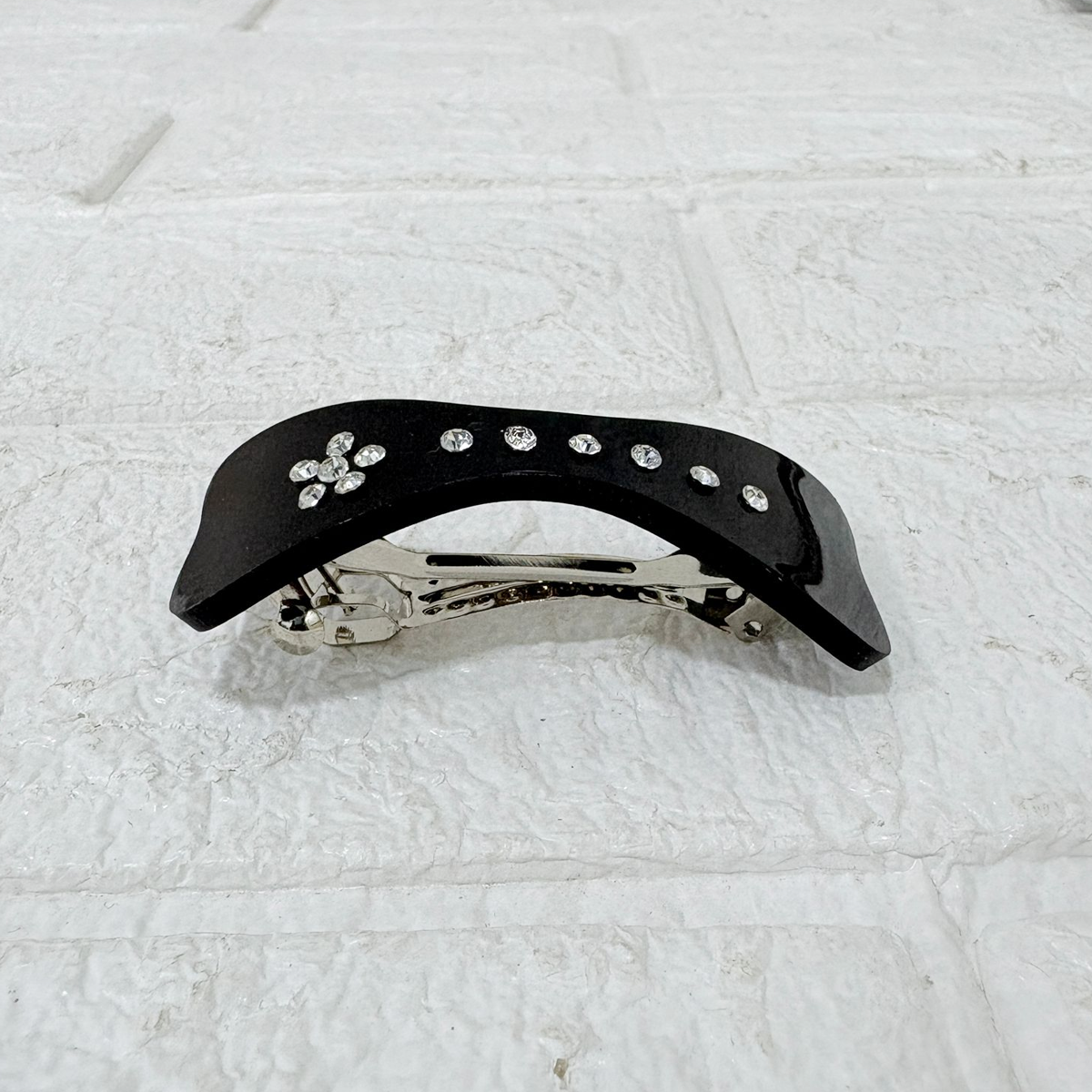 AM6391 Elegant Black Bow-Shaped and Curved Barrette Hair Clips