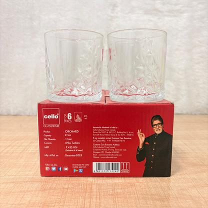 AM6540 Cello Orchard Glass Tumblers - Set of 6 (215ml)
