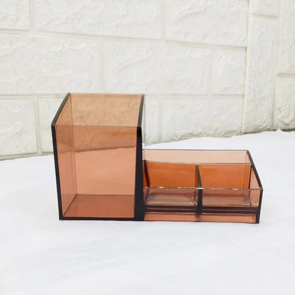 AM5061 Elite Pen Transparent Tray 4 Different Compartments - Pack of 1 (Brown)