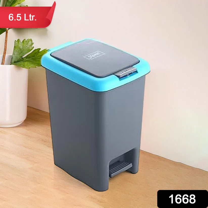 1668 Apex Plastic Push N Pedal Dust Bin | Hands-Free Operation, Compact Design 6.5 Liters (1 Pc / Mix Color)
