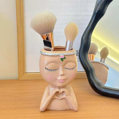 AM6707 Girl Pen Holder Home Decoration Gift Desktop Organizer (Pack of 1)