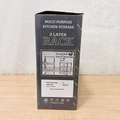 AM6521 Multi-Purpose 3-Layer Plastic Kitchen Storage Rack - (Pack of 1)