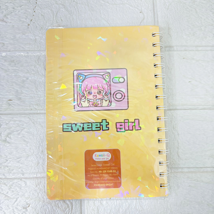 AM6311 Sweet Girl Spiral-Bound Holographic Notebook - 135x195mm