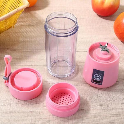 AM6822 Portable 2 USB Electric Juicer – 6-Blades Protein Shaker Blender Cup (380 ML)