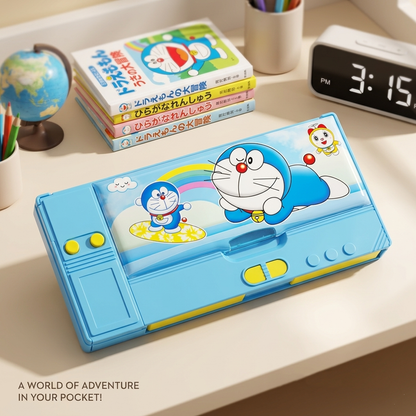 AM7382 Multi-Functional Dual-Sided Magnetic Pencil Box with Pop-Out Compartments