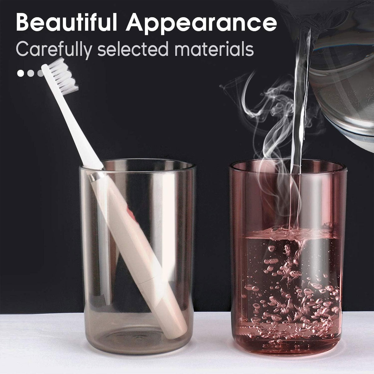 AM6481 3 Glass Toothbrush Holder with Dual Cups and Organizer