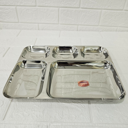 AM6012 Madhuram Stainless Steel 5 Compartment Mess Plate
