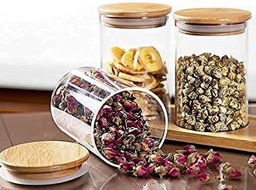 AM3727 Borosilicate Round Containers With Airtight Bamboo Wooden Lids