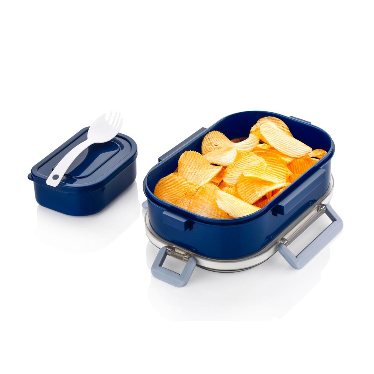 AM6664 Plastic Stylo Lunch Box with Spoon & Fork BPA-Free Plastic Container - Multi-Color Tiffin Box