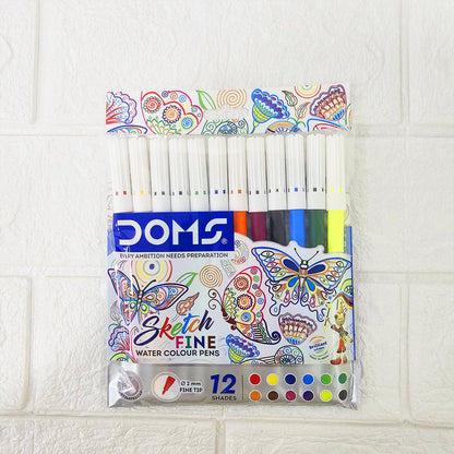 AM6098 DOMS Watercolour Sketch Pens | 12 Assorted Shades