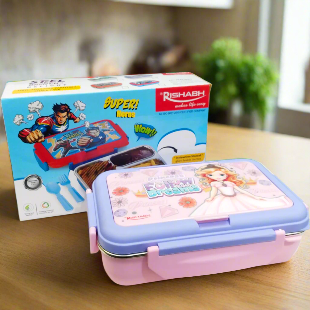 AM5662 Rishabh Steel Brunch 3 Delight Lunchbox for School and Office