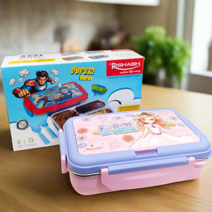 AM5662 Rishabh Steel Brunch 3 Delight Lunchbox for School and Office