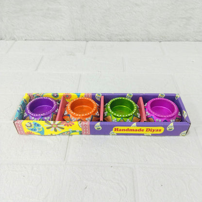 AM0209 Handmade Decorative Diyas For Diwali With wex (4 Pcs)
