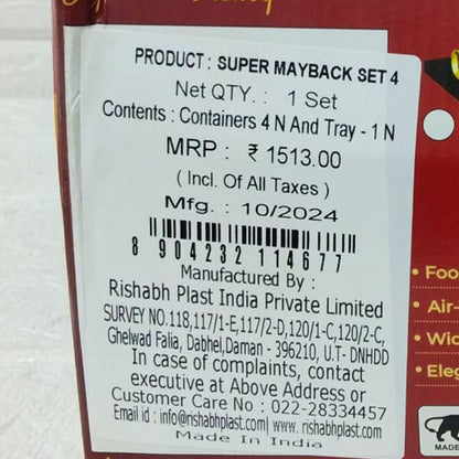 Di0182 Rishabh Super Mayback 4 Multipurpose Set | Premium Storage & Serving Containers