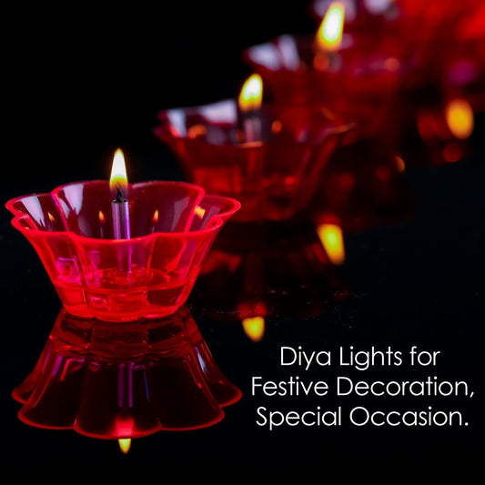 6320 Magical Reflection Diya Set with 6 Attractive Design Cup (Set Of 12 Pieces)