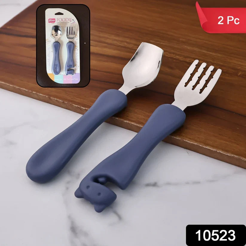 10523 Supermom Foodie Stainless Steel Spoon & Fork (2 Pc Set)