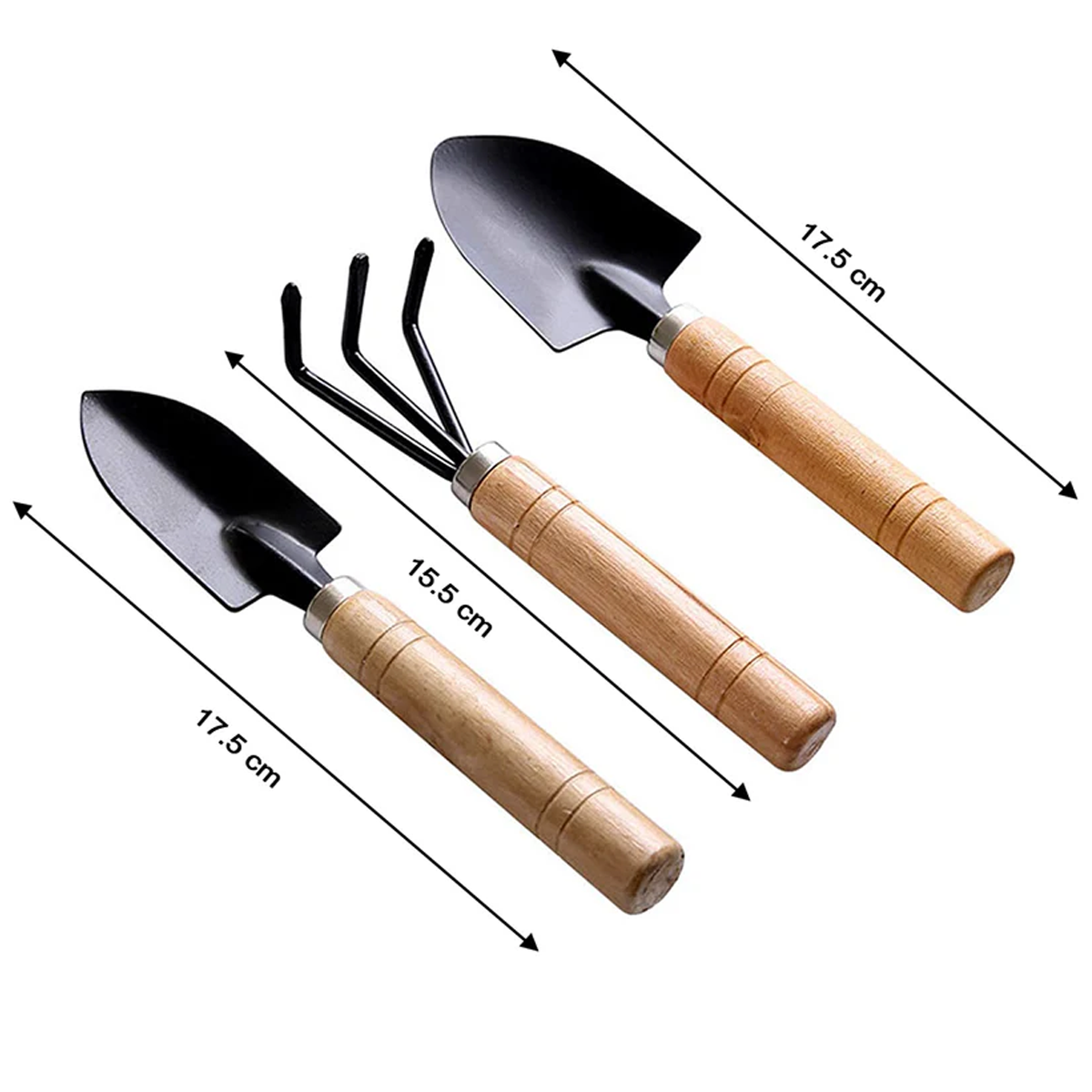 AM7760 Garden Tool Kit Durable Hand Tools Set with Wooden Handle (3 Pc)