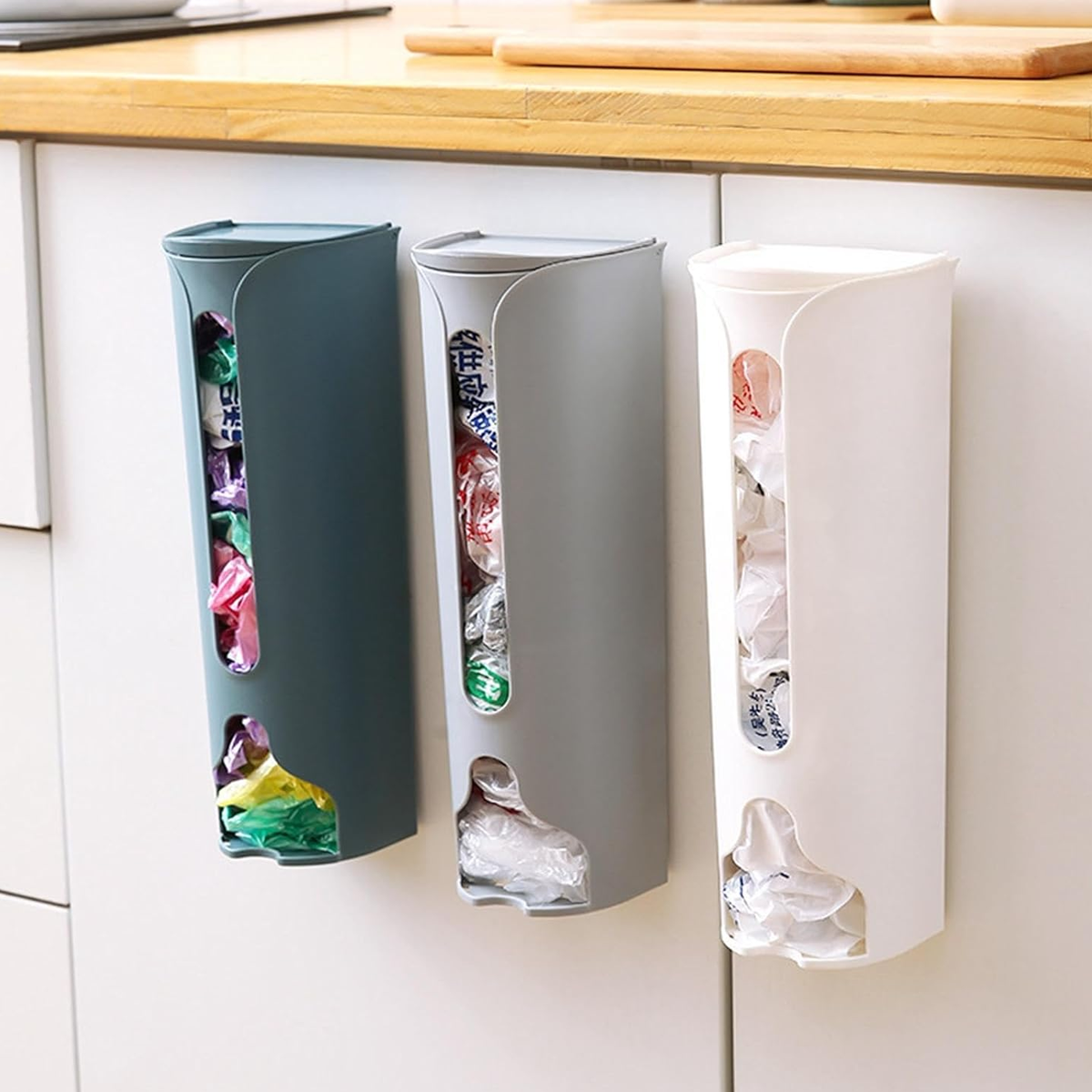 AM6867 Vertical Plastic Bag Holder – Modern Wall Mount Kitchen Storage Organizer