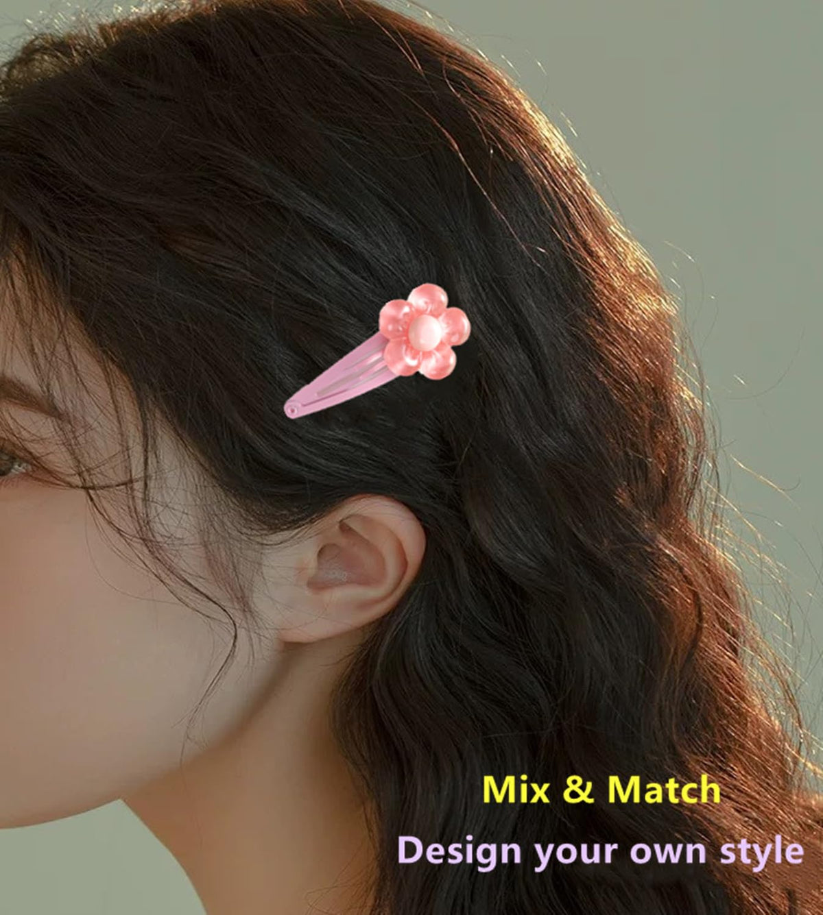 AM5003 Snap Flower Hair Clips for women and Girls (Random Colour)
