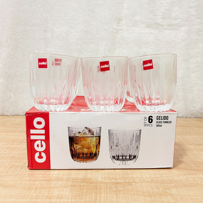 AM6541 Cello Gelido Premium Glass Tumbler Set - 300ml (Set of 6)
