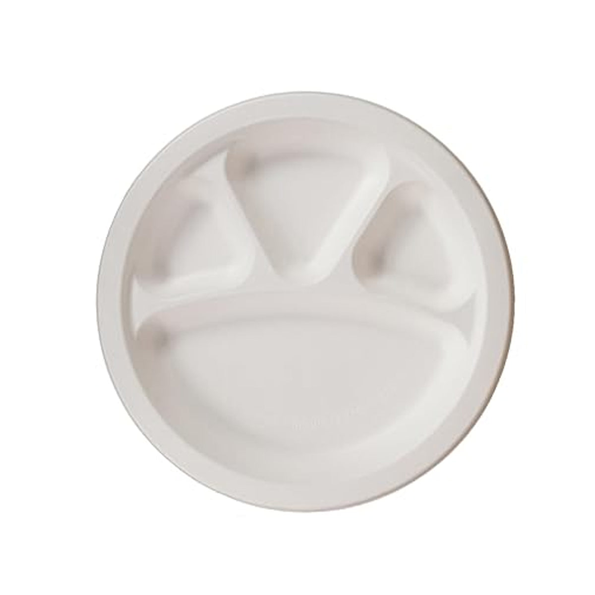 AM5737 Freshee Compostable 4 Compartment Bagasse Round Plate (11 Inch, Pack of 10pc)