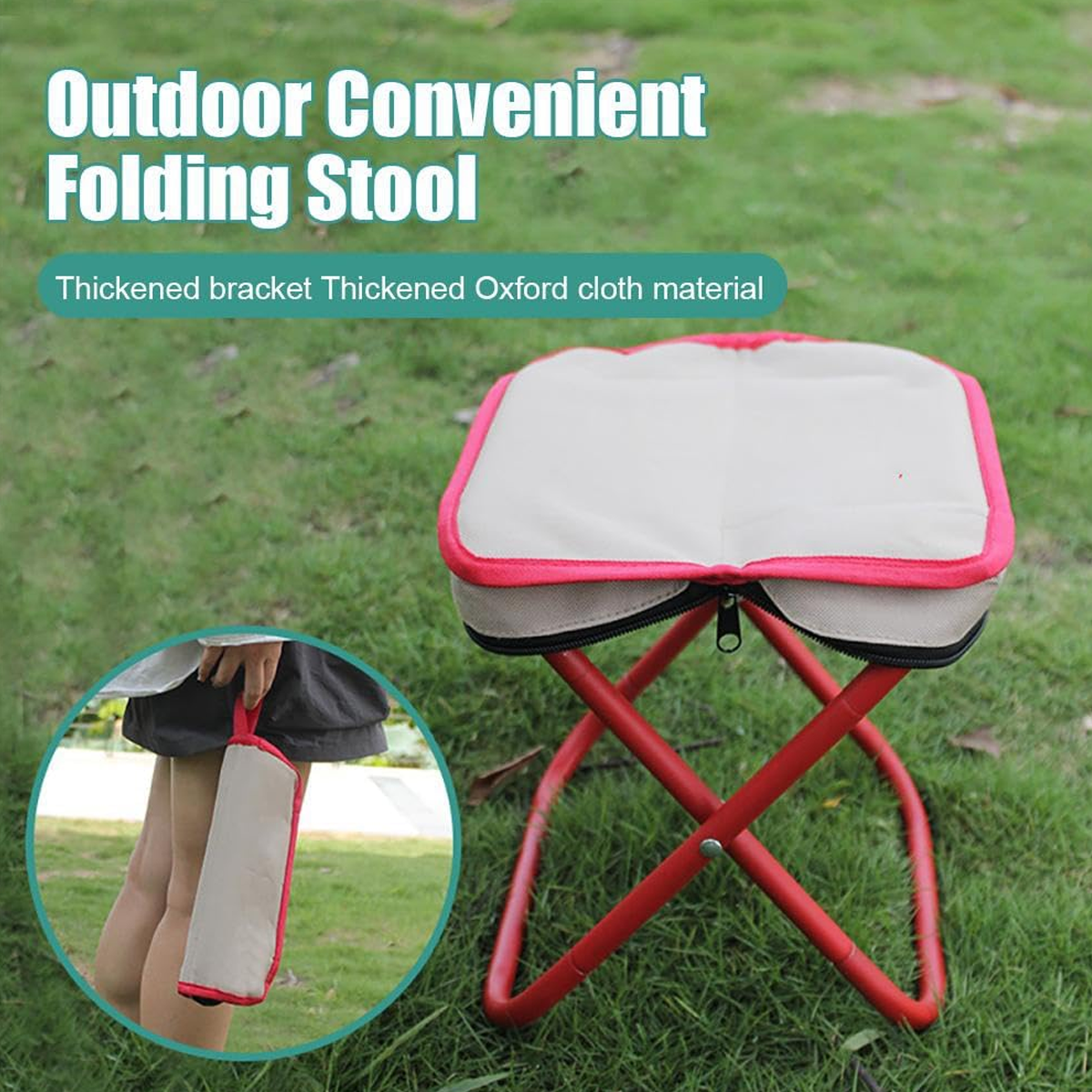AM7109 Portable Mini Folding Stool, Lightweight Camp Chair for Fishing Hiking