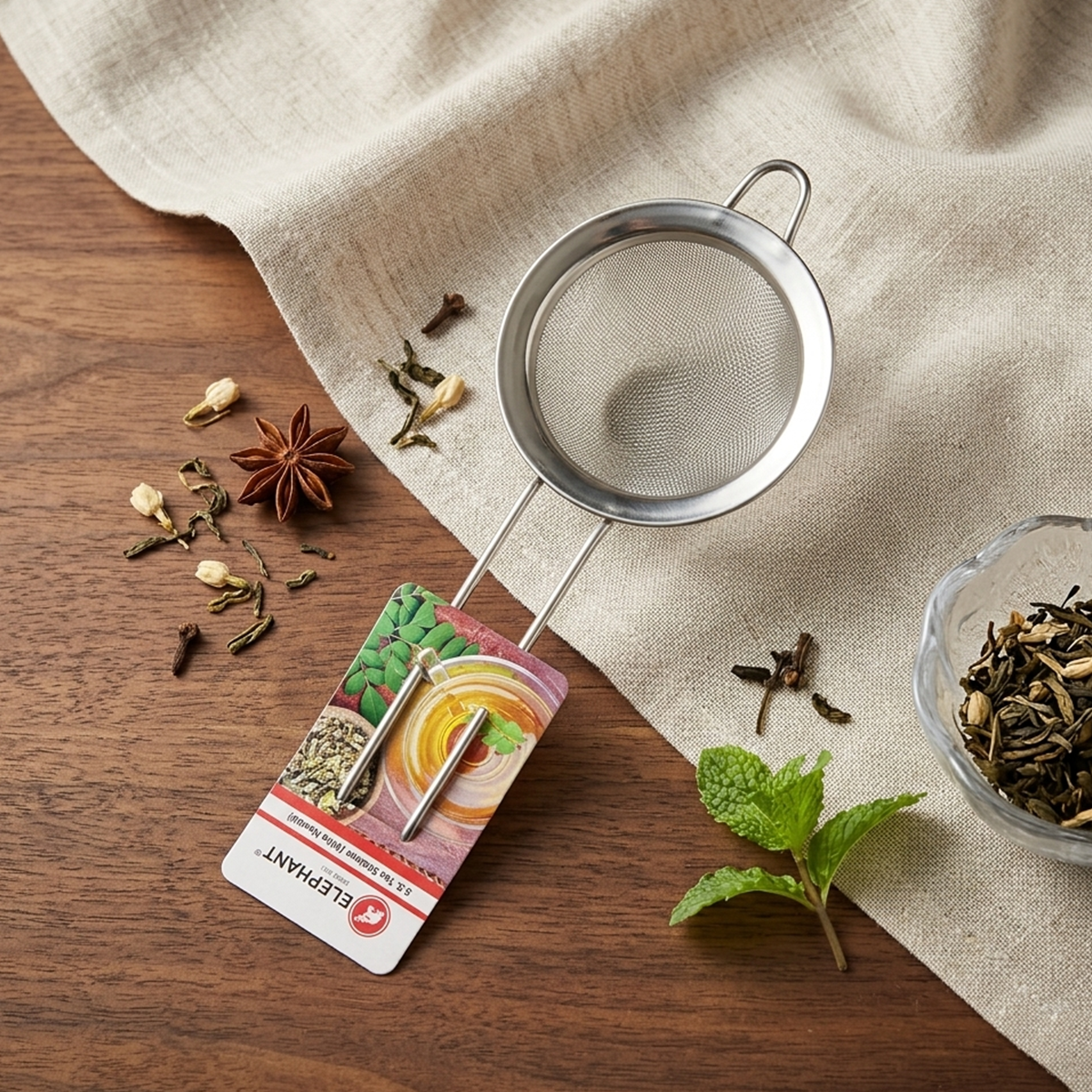 AM7326 Elephant Stainless Steel Tea Strainer with Wire Handle (9 cm)