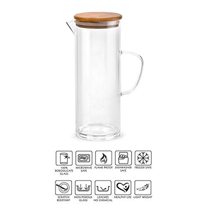 AM0664 Cello Woody Borosilicate Glass Jug, 1000ml, Clear