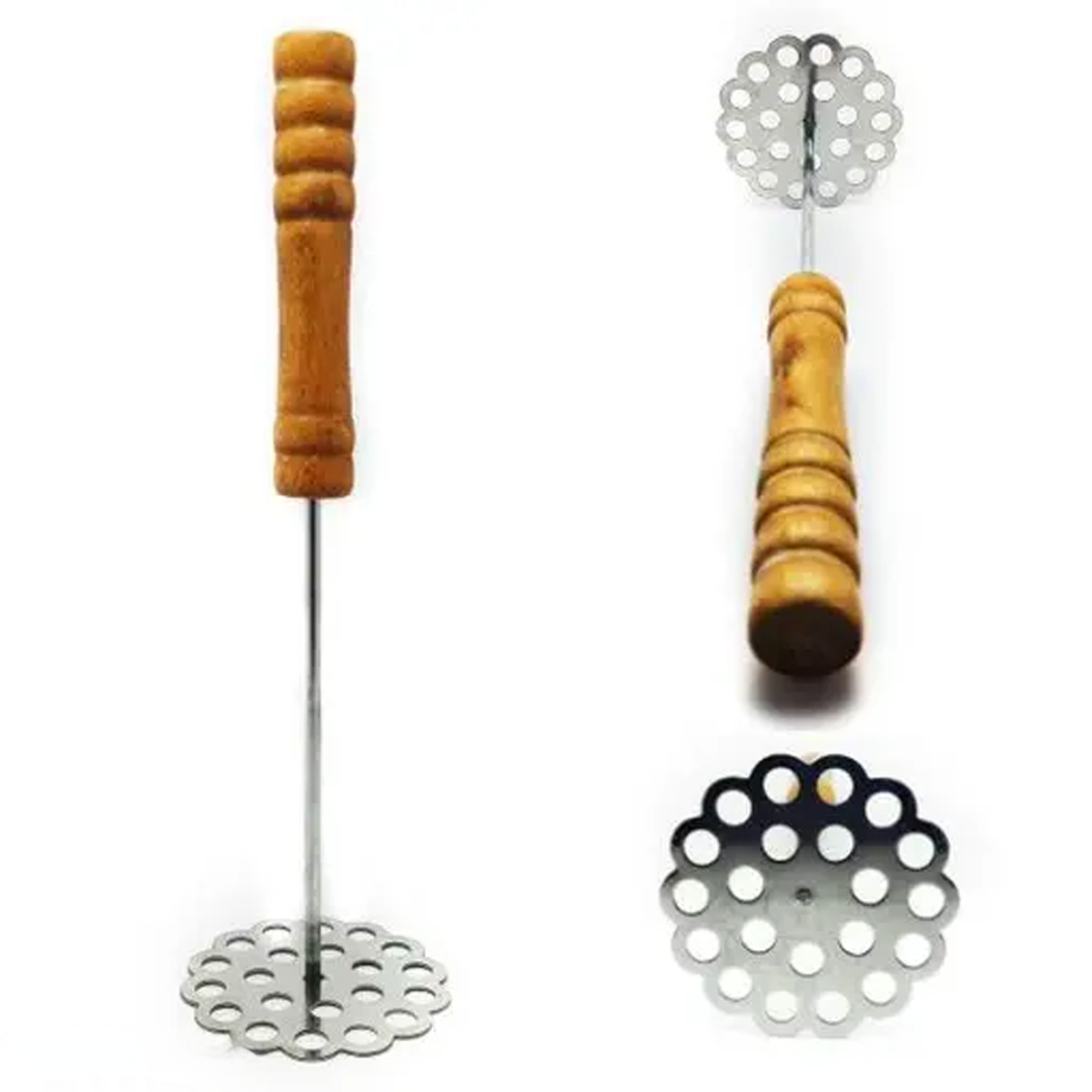 AM5664 Stainless Steel Potato Masher With Wooden Handle