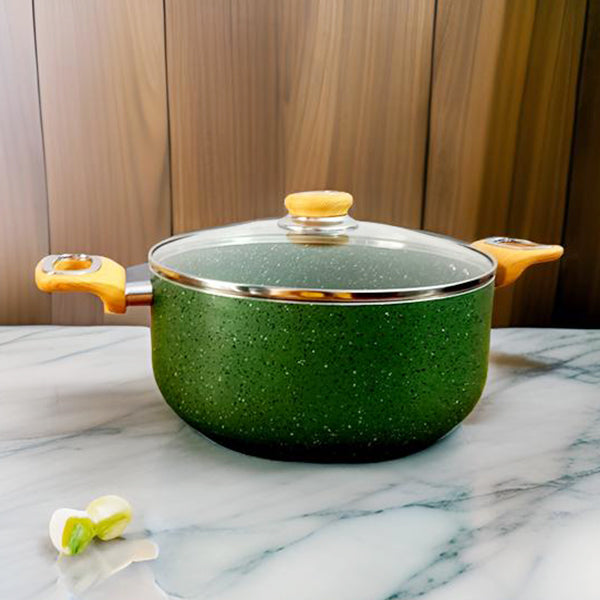 AM3906 Delizio Green Granite Coating Casserole with Glass Lid 24Cm