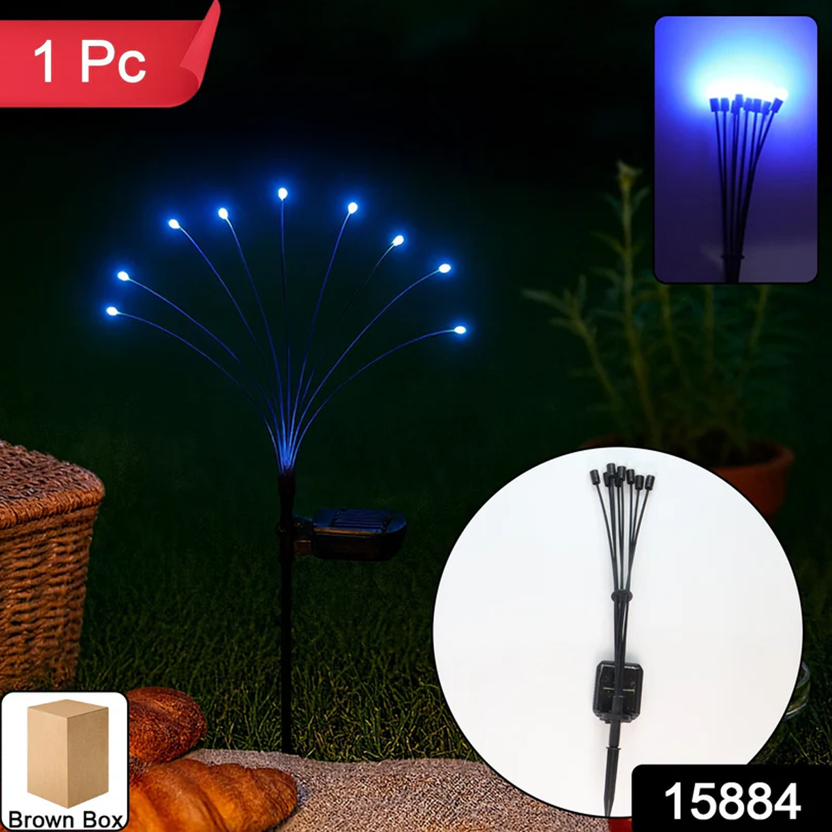 15884 Solar LED Fiber Optic Garden Light - (1 Pc / Mix LED LIght)