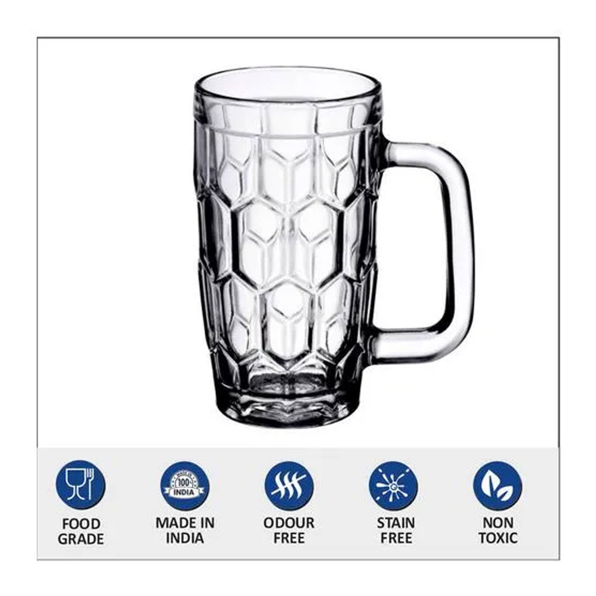 3587 Yera Glass Juice Mug - Plain, Lightweight, 260 ml (Set of 6) (JM10A)