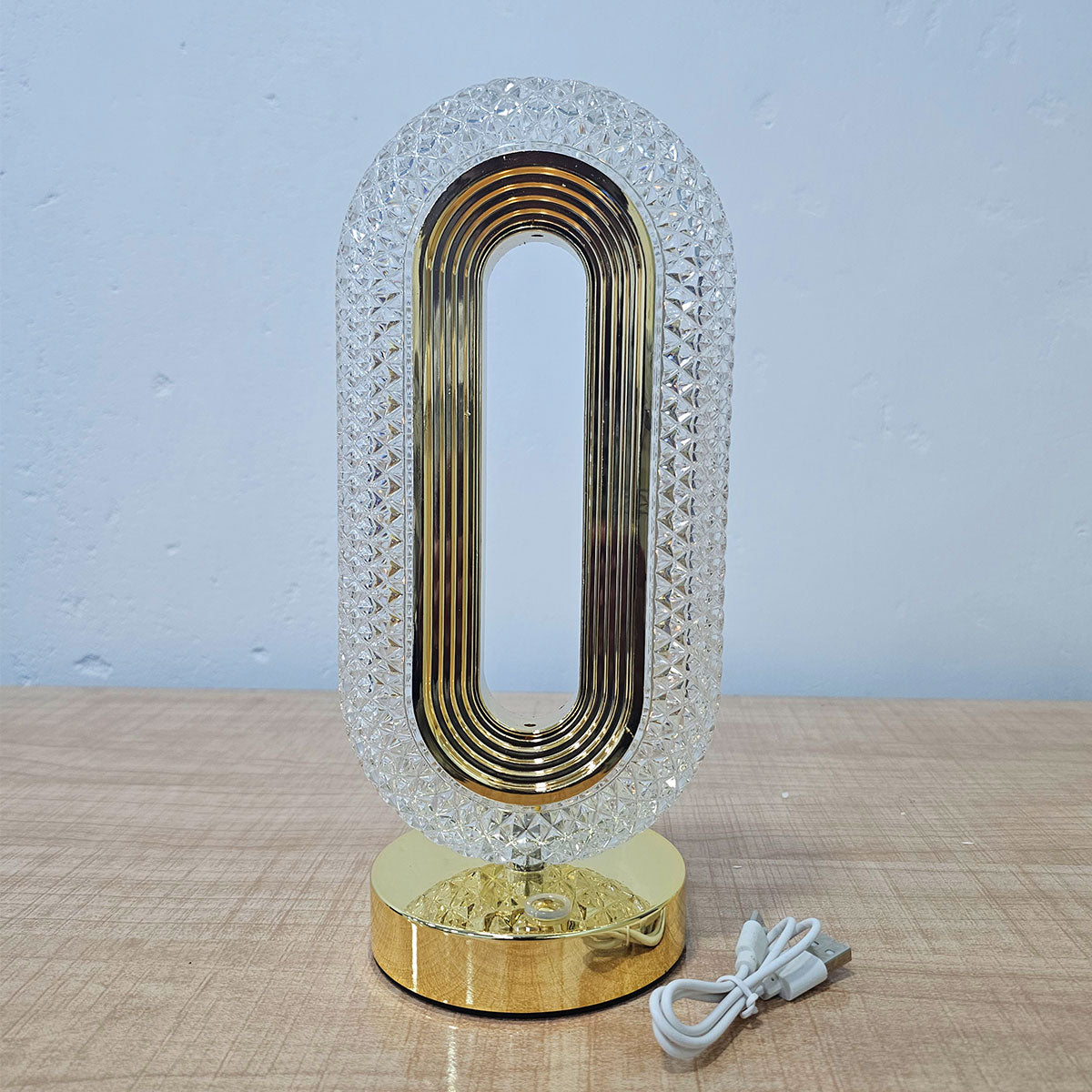 AM5944 Crystal Rounded Pill LED Table Lamp with USB Cable - Sensor 3 Color Modes